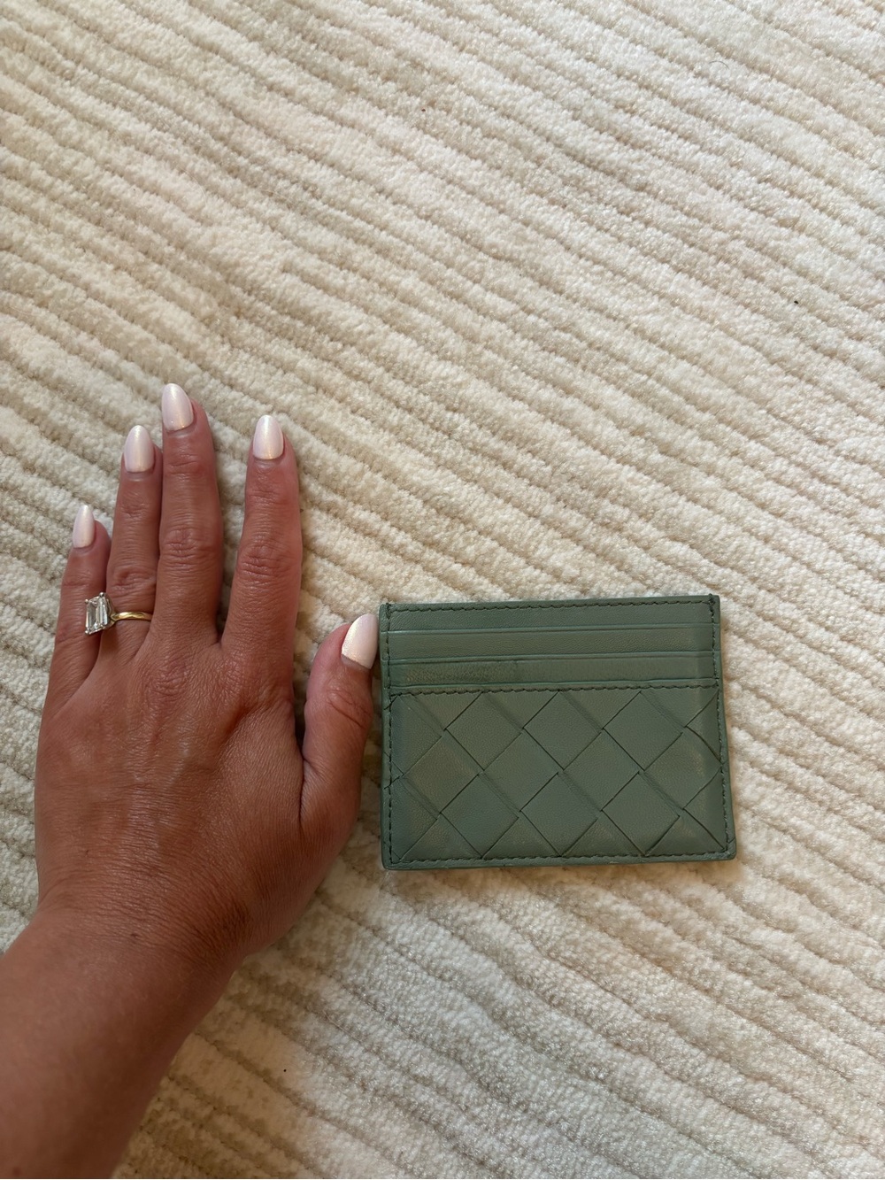 Quince Woven Card Holder Wallet in Sage Green - Picture 3 of 3